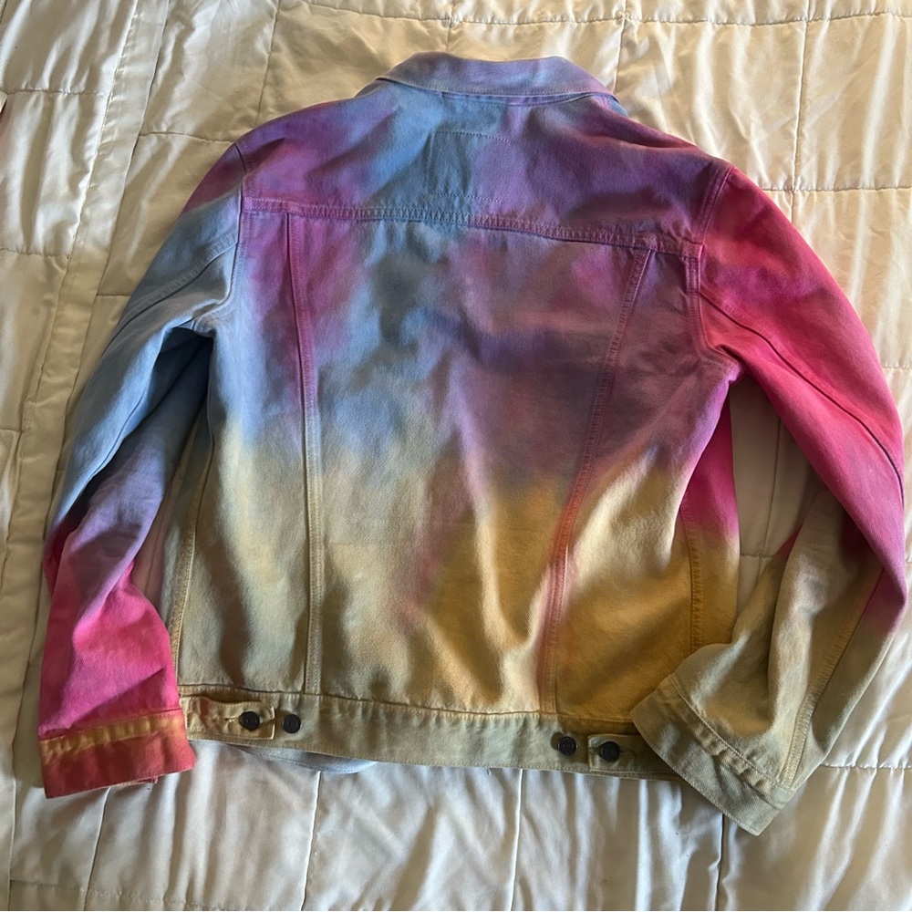 Levi’s Tie Dye Rainbow Trucker Denim Jean Jacket Size Large - Picture 3 of 6